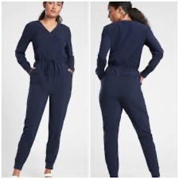 NWT ATHLETA Zuma Jumpsuit Navy Romper Pants Womens Sz XS/S - Picture 1 of 10